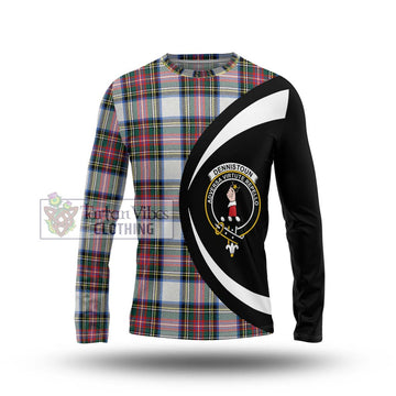 Dennistoun Tartan Long Sleeve T-Shirt with Family Crest Circle Style Unisex - Tartan Vibes Clothing