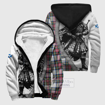 Dennistoun Tartan Clan Crest Sherpa Hoodie with Highlander Warrior Celtic Style Unisex S - Tartan Vibes Clothing