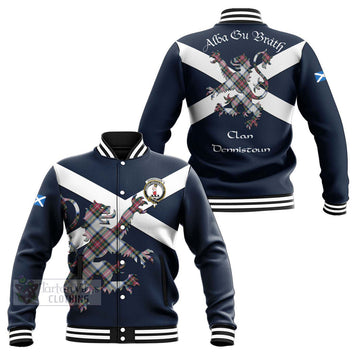 Dennistoun Tartan Lion Rampant Baseball Jacket Proudly Display Your Heritage with Alba Gu Brath and Clan Name Unisex - Tartan Vibes Clothing