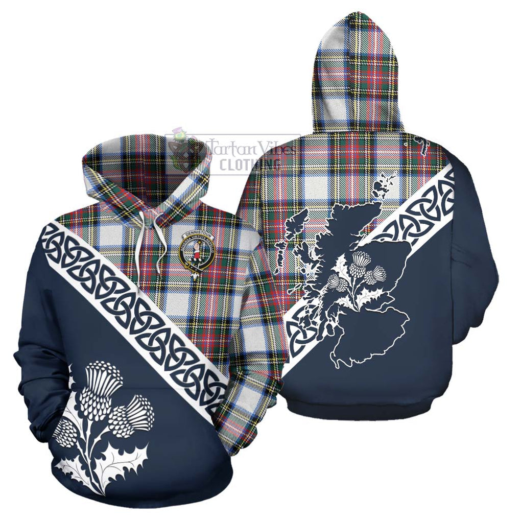 Dennistoun Tartan Hoodie Featuring Thistle and Scotland Map Zip Hoodie - Tartan Vibes Clothing