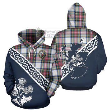 Dennistoun Tartan Hoodie Featuring Thistle and Scotland Map Zip Hoodie - Tartan Vibes Clothing