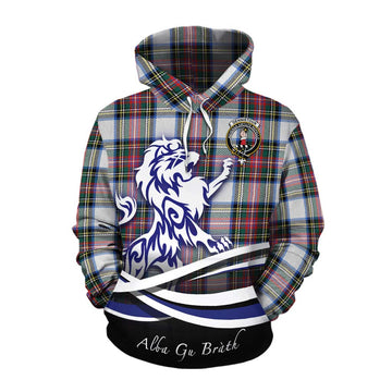Dennistoun Tartan Cotton Hoodie with Alba Gu Brath Regal Lion Emblem Pullover Hoodie XS - Tartan Vibes Clothing