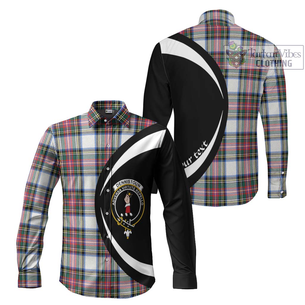 Dennistoun Tartan Long Sleeve Button Up with Family Crest Circle Style Men's Shirt S - Tartan Vibes Clothing