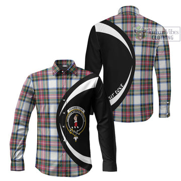 Dennistoun Tartan Long Sleeve Button Up with Family Crest Circle Style Men's Shirt S - Tartan Vibes Clothing
