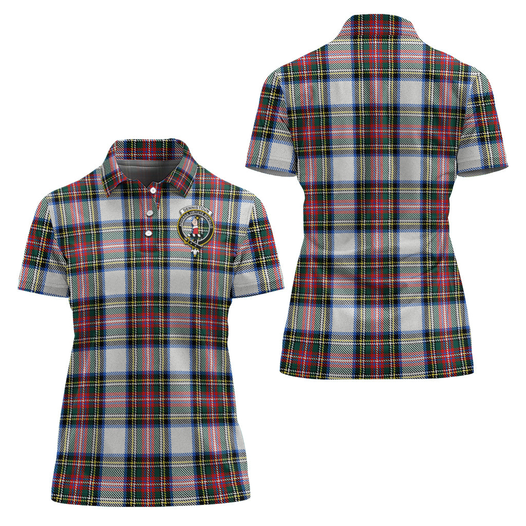 dennistoun-tartan-polo-shirt-with-family-crest-for-women