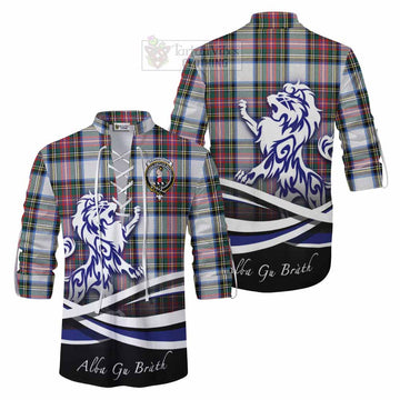 Dennistoun Tartan Ghillie Kilt Shirt with Alba Gu Brath Regal Lion Emblem Men - Tartan Vibes Clothing