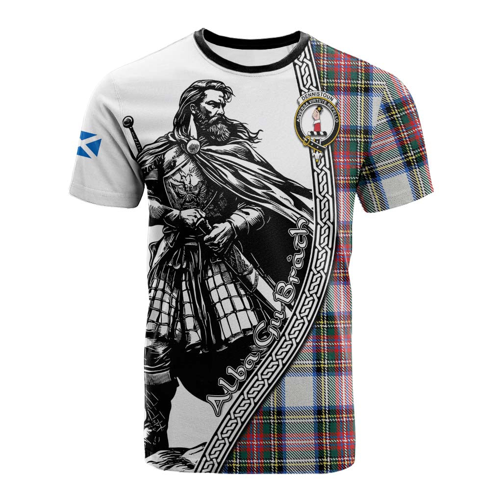 Dennistoun Tartan Clan Crest Cotton T-shirt with Highlander Warrior Celtic Style Kid's Shirt - Tartan Vibes Clothing