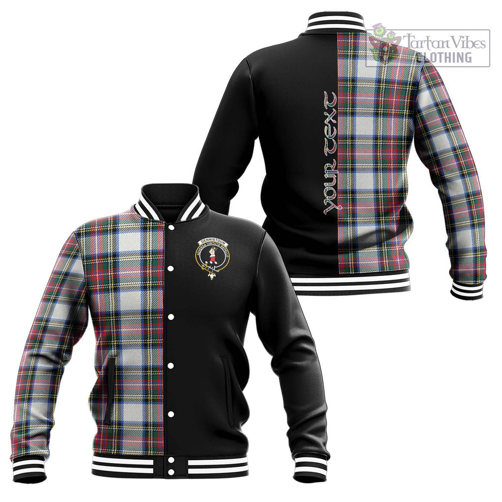 Dennistoun Tartan Baseball Jacket with Family Crest and Half Of Me Style Unisex - Tartan Vibes Clothing