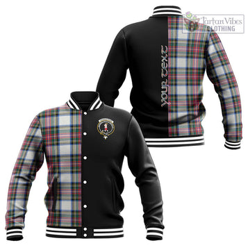 Dennistoun Tartan Baseball Jacket with Family Crest and Half Of Me Style Unisex - Tartan Vibes Clothing