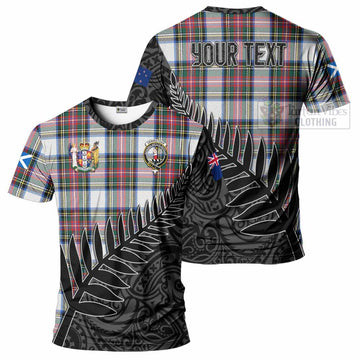 Dennistoun Crest Tartan T-Shirt with New Zealand Silver Fern Half Style Kid's Shirt - Tartan Vibes Clothing