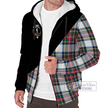 Dennistoun Tartan Sherpa Hoodie with Family Crest and Military Logo Style Unisex S - Tartan Vibes Clothing