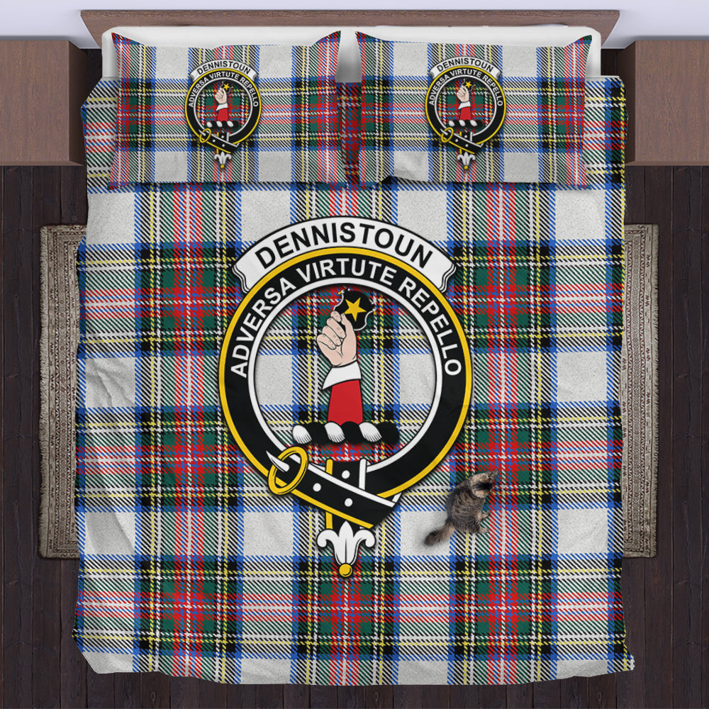 Dennistoun Tartan Bedding Set with Family Crest UK Bedding Set - Tartan Vibes Clothing