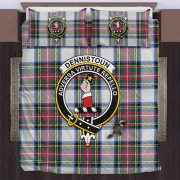 Dennistoun Tartan Bedding Set with Family Crest US Bedding Set - Tartan Vibes Clothing