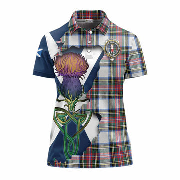 Dennistoun Tartan Family Crest Women's Polo Shirt Scottish Thistle Celtic Inspired Women - Tartan Vibes Clothing