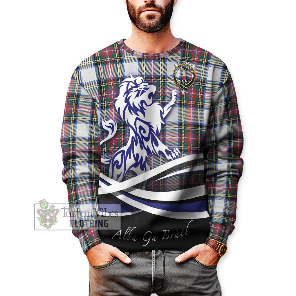 Dennistoun Tartan Sweatshirt with Alba Gu Brath Regal Lion Emblem Unisex - Tartan Vibes Clothing