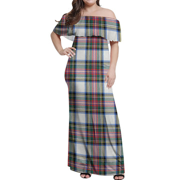 Dennistoun Tartan Off Shoulder Long Dress Women's Dress - Tartan Vibes Clothing