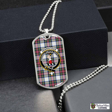 Dennistoun Tartan Dog Tag Necklace with Family Crest Silver No - Tartan Vibes Clothing