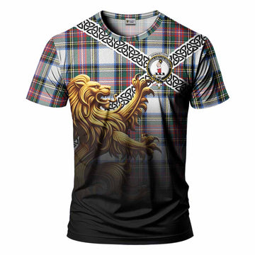 Dennistoun Crest Tartan T-Shirt with Golden Lion Emblem Celtic Style Kid's Shirt - Tartan Vibes Clothing