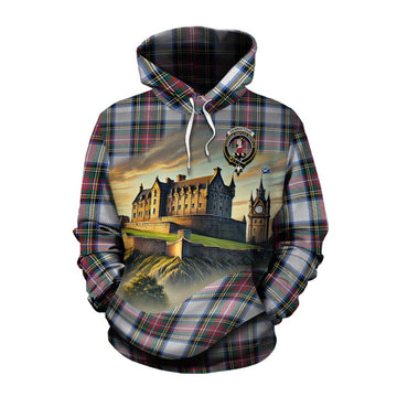 Dennistoun Tartan Family Crest Cotton Hoodie with Scottish Ancient Castle Style Pullover Hoodie XS - Tartan Vibes Clothing