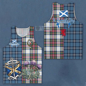 Dennistoun Tartan Men's Tank Top Happy St. Andrew's Day Half Tartan Style Men - Tartan Vibes Clothing