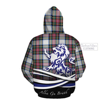 Dennistoun Tartan Cotton Hoodie with Alba Gu Brath Regal Lion Emblem Pullover Hoodie - Tartan Vibes Clothing