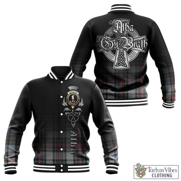 Dennistoun Tartan Baseball Jacket Featuring Alba Gu Brath Family Crest Celtic Inspired - Tartan Vibes Clothing