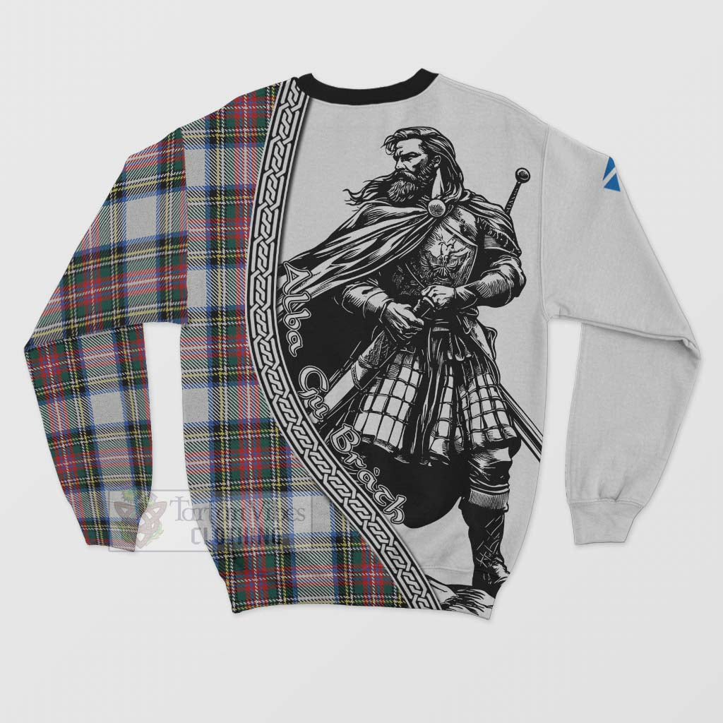 Dennistoun Tartan Clan Crest Sweatshirt with Highlander Warrior Celtic Style - Tartan Vibes Clothing