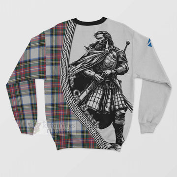 Dennistoun Tartan Clan Crest Sweatshirt with Highlander Warrior Celtic Style - Tartan Vibes Clothing