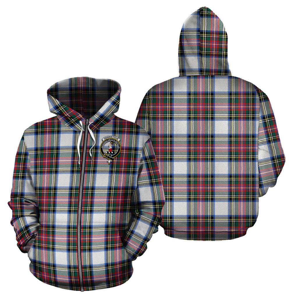 Dennistoun Tartan Hoodie with Family Crest - Tartan Vibes Clothing