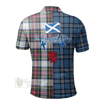 Dennistoun Tartan Polo Shirt Happy St. Andrew's Day Half Tartan Style - Tartan Vibes Clothing