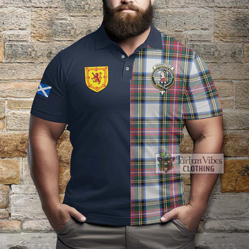 Dennistoun Tartan Polo Shirt Alba with Scottish Lion Royal Arm Half Style - Tartan Vibes Clothing