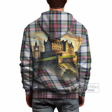 Dennistoun Tartan Family Crest Hoodie with Scottish Ancient Castle Style - Tartan Vibes Clothing