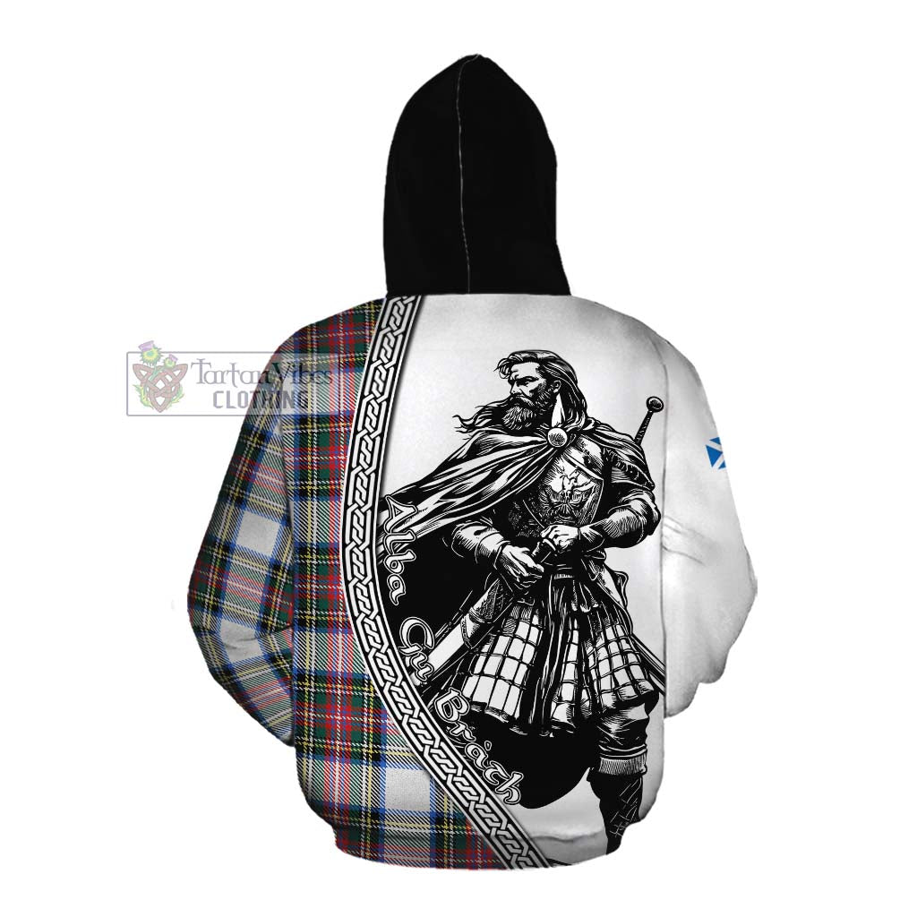 Dennistoun Tartan Clan Crest Cotton Hoodie with Highlander Warrior Celtic Style Pullover Hoodie - Tartan Vibes Clothing