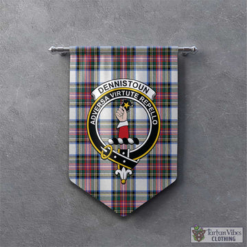 Dennistoun Tartan Gonfalon, Tartan Banner with Family Crest - Tartan Vibes Clothing
