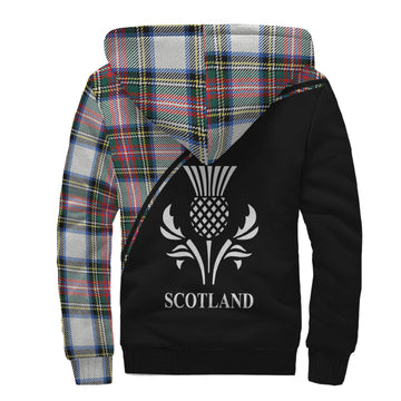 Dennistoun Tartan Sherpa Hoodie with Family Crest Curve Style