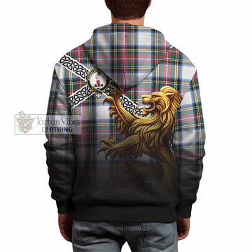 Dennistoun Crest Tartan Hoodie with Golden Lion Emblem Celtic Style - Tartan Vibes Clothing