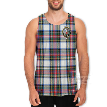 Dennistoun Tartan Men's Tank Top with Family Crest and Bearded Skull Holding Bottles of Whiskey - Tartan Vibes Clothing