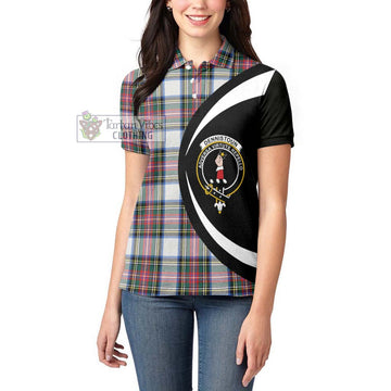 Dennistoun Tartan Women's Polo Shirt with Family Crest Circle Style - Tartan Vibes Clothing
