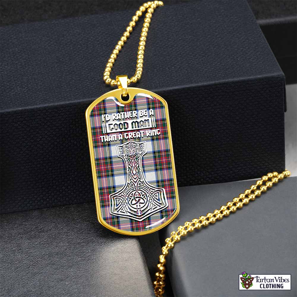 Dennistoun Tartan Dog Tag Necklace Viking Mjolnir Style Gold No - Tartan Vibes Clothing