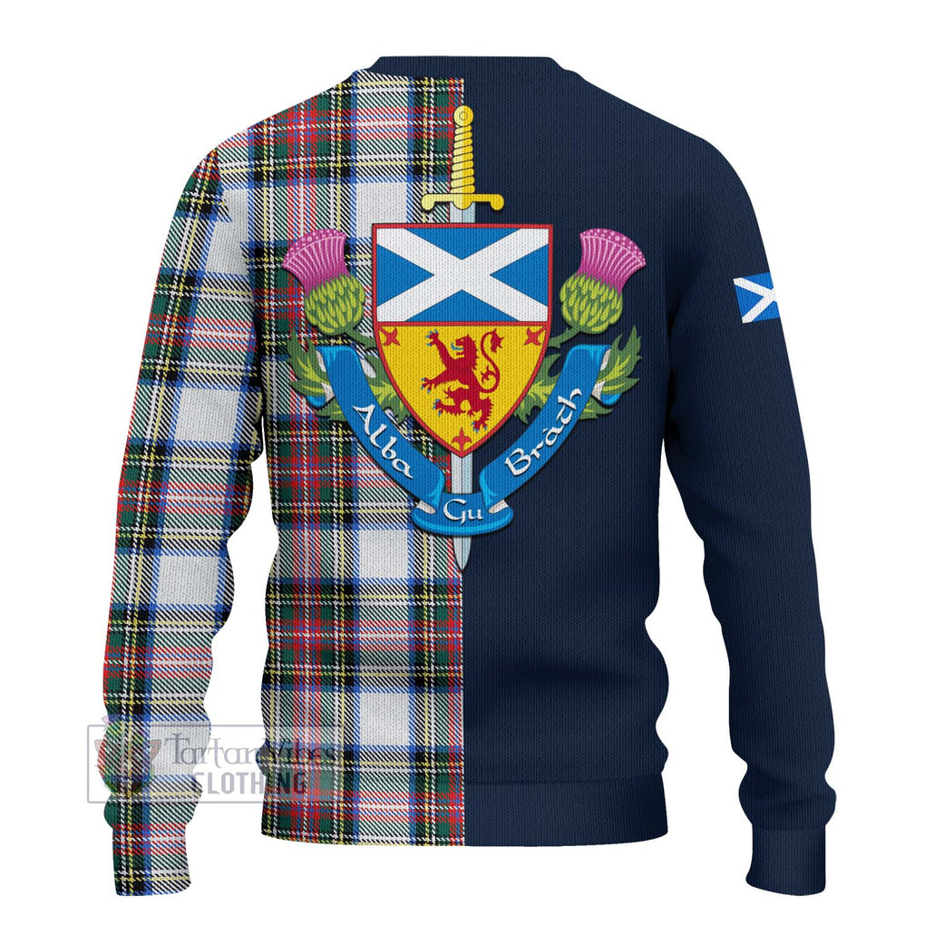 Dennistoun Tartan Ugly Sweater Alba with Scottish Lion Royal Arm Half Style - Tartan Vibes Clothing