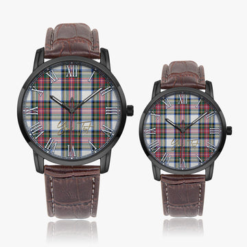 Dennistoun Tartan Personalized Your Text Leather Trap Quartz Watch - Tartan Vibes Clothing
