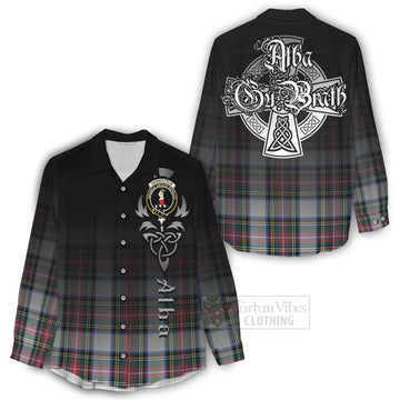 Dennistoun Tartan Women's Casual Shirt Featuring Alba Gu Brath Family Crest Celtic Inspired - Tartan Vibes Clothing