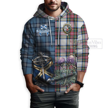 Dennistoun Tartan Hoodie Happy St. Andrew's Day Half Tartan Style - Tartan Vibes Clothing