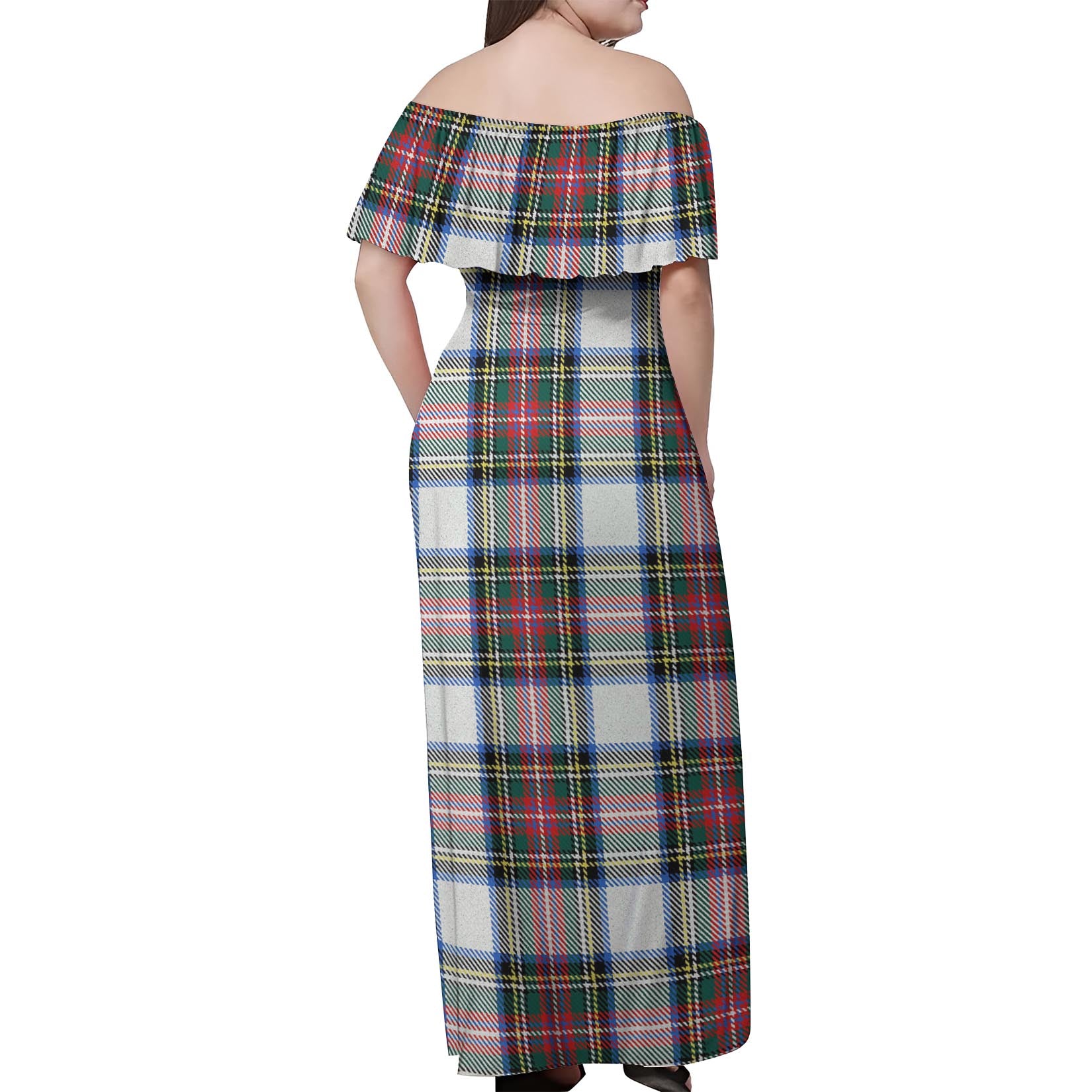 Dennistoun Tartan Off Shoulder Long Dress - Tartan Vibes Clothing