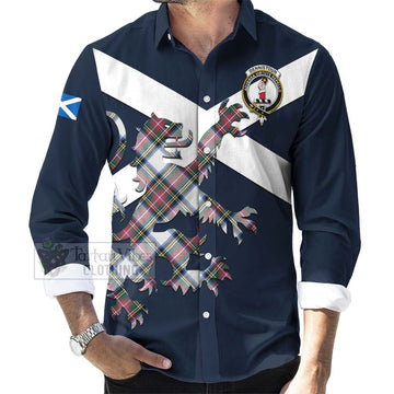 Dennistoun Tartan Lion Rampant Long Sleeve Button Shirt Proudly Display Your Heritage with Alba Gu Brath and Clan Name Men's Shirt - Tartan Vibes Clothing