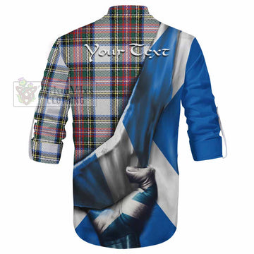 Dennistoun Tartan Ghillie Kilt Shirt with Family Crest Scotland Patriotic Style - Tartan Vibes Clothing