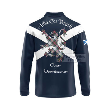 Dennistoun Tartan Lion Rampant Long Sleeve Polo Shirt Proudly Display Your Heritage with Alba Gu Brath and Clan Name - Tartan Vibes Clothing