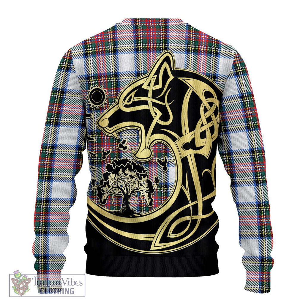 Dennistoun Tartan Ugly Sweater with Family Crest Celtic Wolf Style - Tartan Vibes Clothing