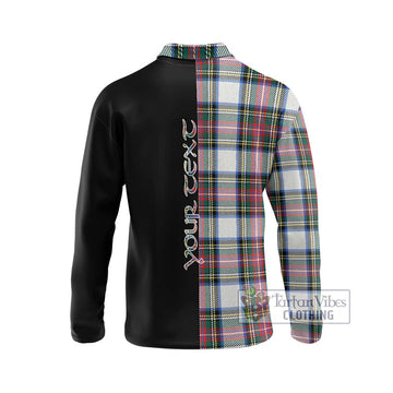 Dennistoun Tartan Long Sleeve Polo Shirt with Family Crest and Half Of Me Style - Tartan Vibes Clothing