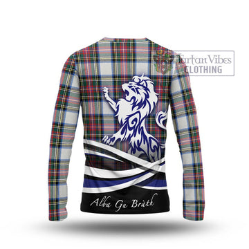 Dennistoun Tartan Long Sleeve T-Shirt with Alba Gu Brath Regal Lion Emblem - Tartan Vibes Clothing